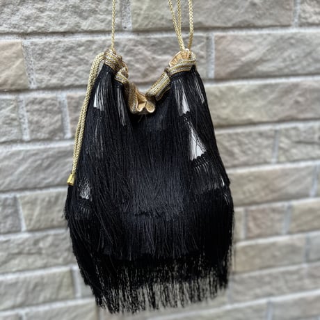 Long fringed Drawstring bag