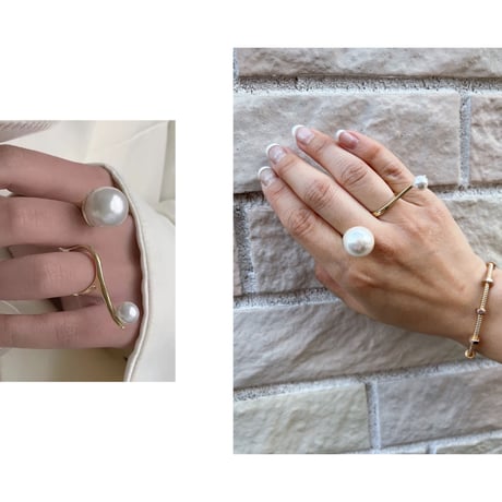 Unique pearl double ring