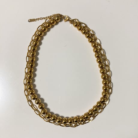 Stainless double chain short necklace