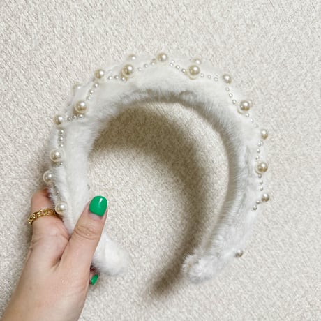 eco fur w Pearls headbands