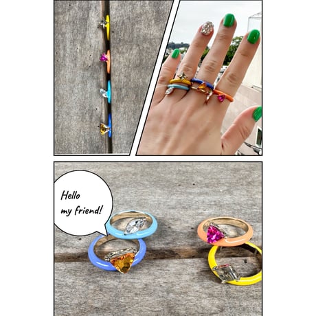 Thin enamel bijoux ring