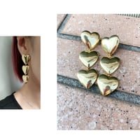 3 gold hearts earrings