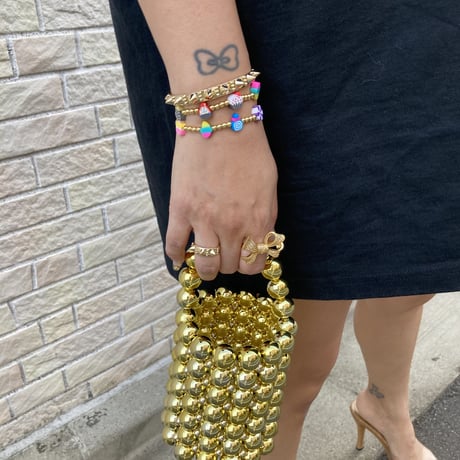 Gold design bracelet and ring set