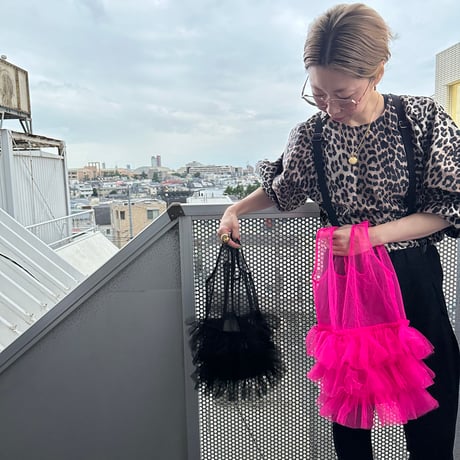 Frilled tulle shopper bag by burself x DIR69