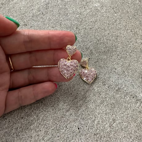Pink heart design earrings
