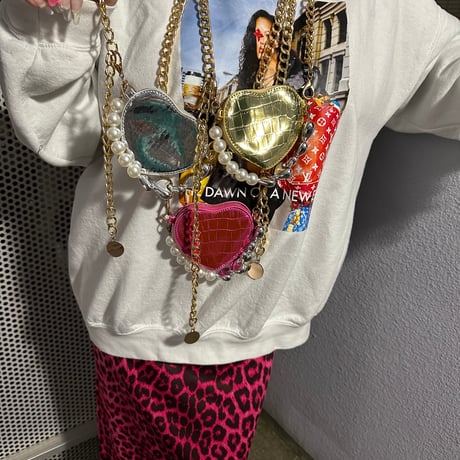 Metallic mini heart bag