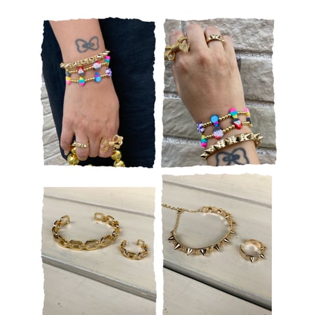Gold design bracelet and ring set