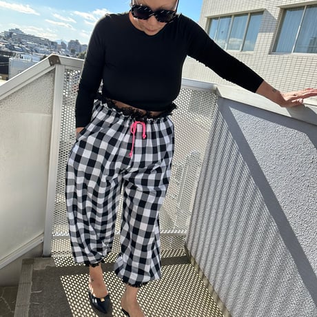 Gingham balloon pant