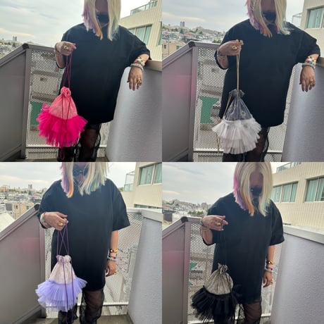 Lace tulle frilled drawstring bag by DIR69 x burself