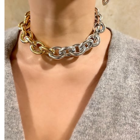 Bi color chunky chain necklace