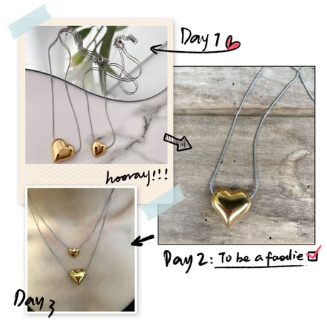 BI colored heart necklace / large