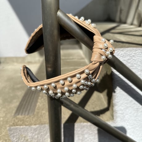 Eco leather knot headband w beads