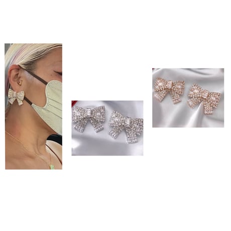 Big ribbon jewel earrings