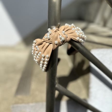 Eco leather knot headband w beads