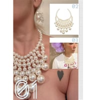 Pearl bib necklace and pierced earrings set