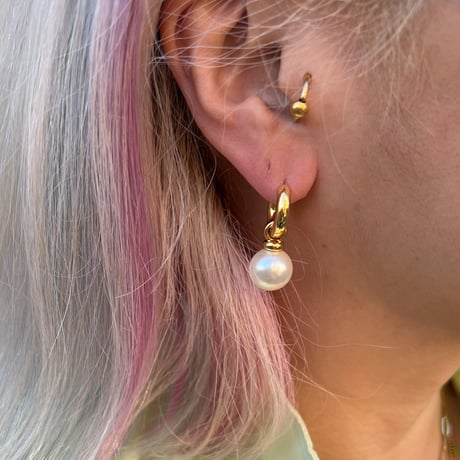 One pearl hoop earrings