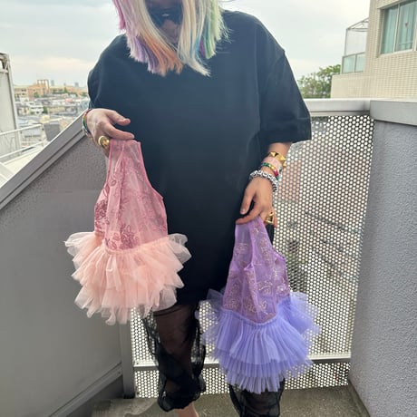 Lace tulle frilled shopper by DIR69 x burself