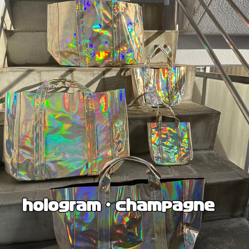 burself ミラートートバッグ スモール ホログラムシルバー holographic mirror tote small | burself