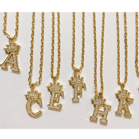Crown letter necklace