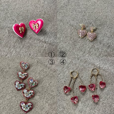 Pink heart design earrings