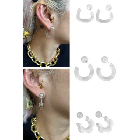 Various clear earrings