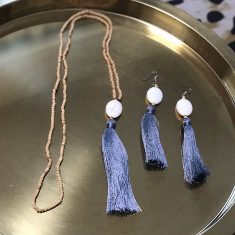 Ljc tassel necklace & earrings set