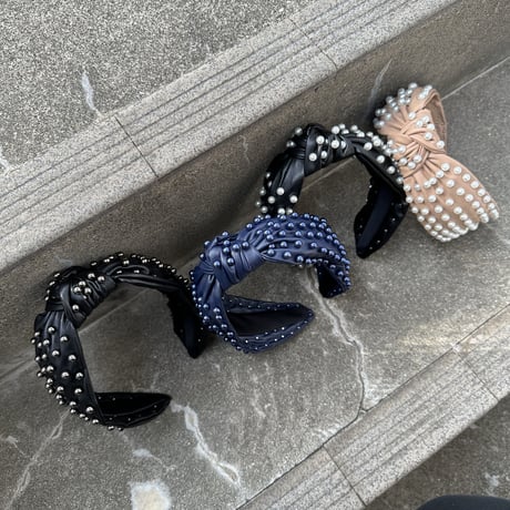 Eco leather knot headband w beads