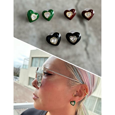 Enamel heart earrings