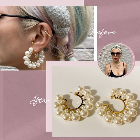Chunky pearl hoop earrings