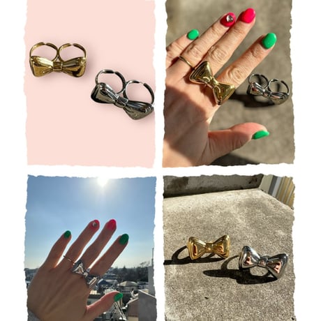 Double fingered ribbon ring