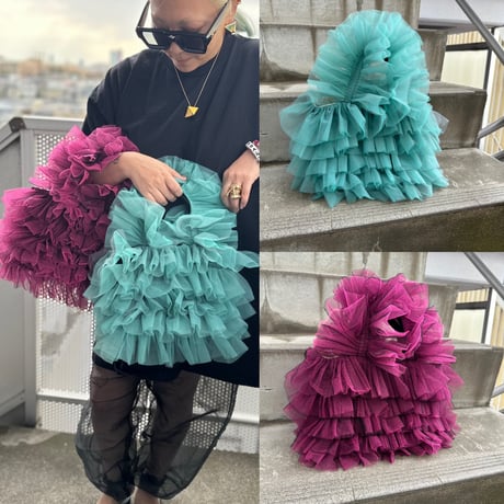 dual color tulle tote size S