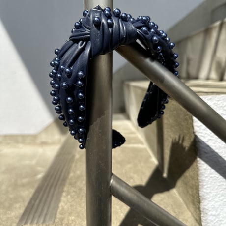 Eco leather knot headband w beads