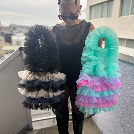 DIR69 x burself stripe tulle bag
