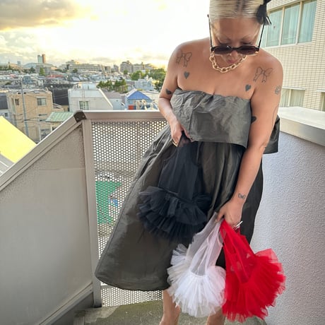 Frilled tulle shopper bag by burself x DIR69
