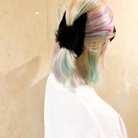Fluffy real fur big clip