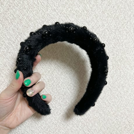 eco fur w Pearls headbands
