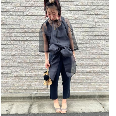 organza bow belted pants