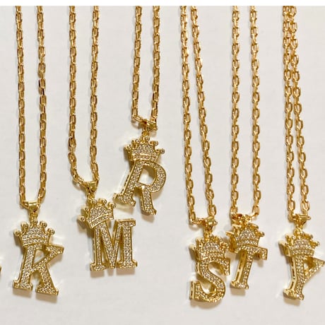 Crown letter necklace