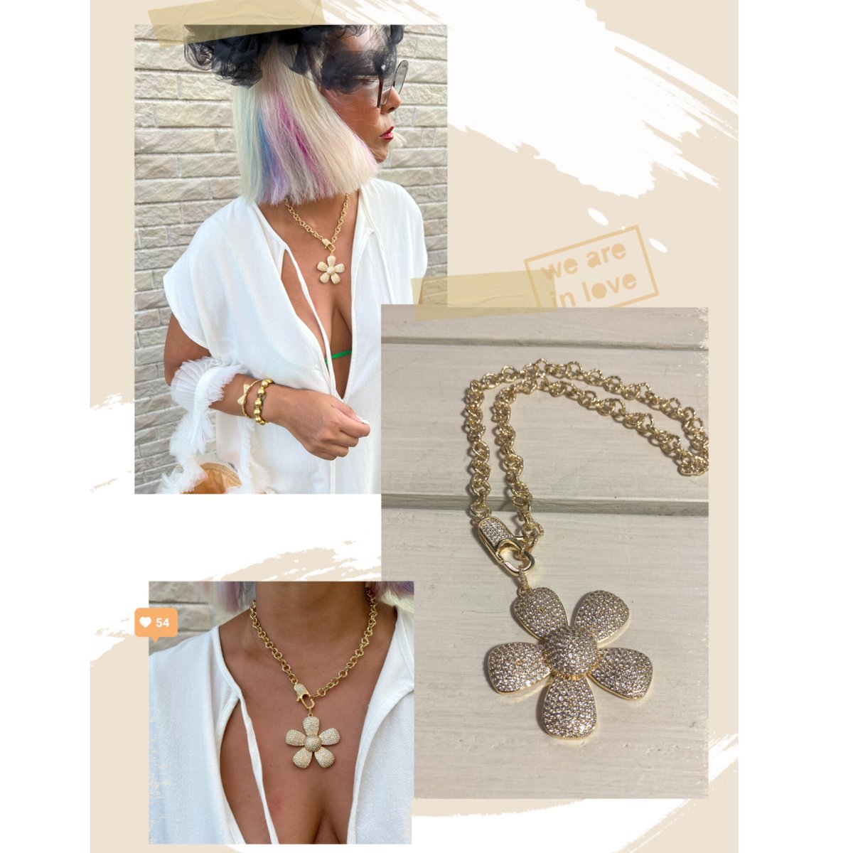 Big flower necklace w design clasp | burself