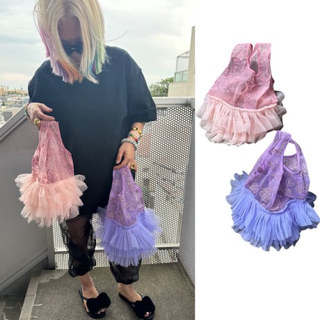 Lace tulle frilled shopper by DIR69 x burself