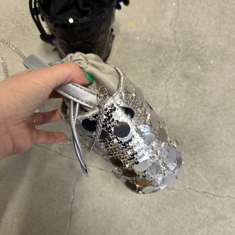 Sequin drawstring bag