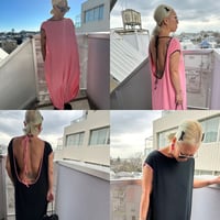 Deep back open pile dress