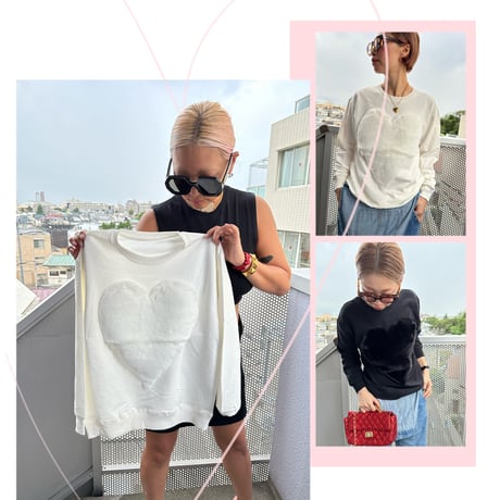 Burself Fur heart sweat tops