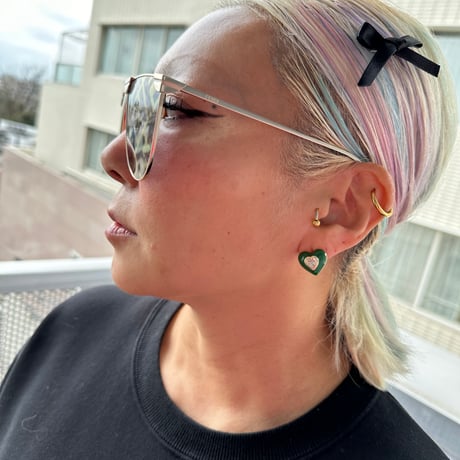Enamel heart earrings