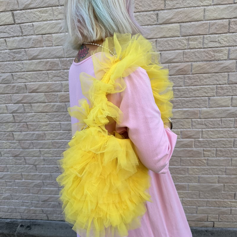 burself バーセルフ チュールショルダーバッグ Frilled tulle shopper bag by burself x DIR69 |