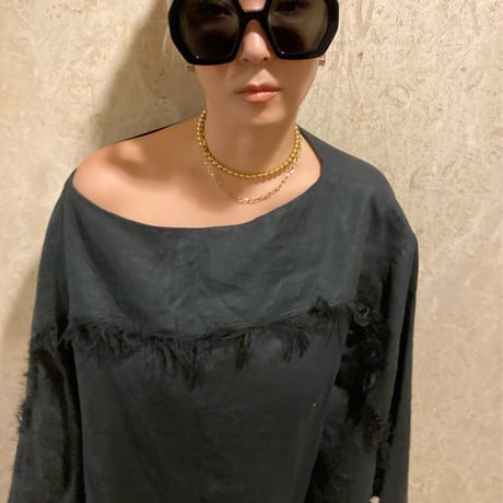 Stainless double chain short necklace