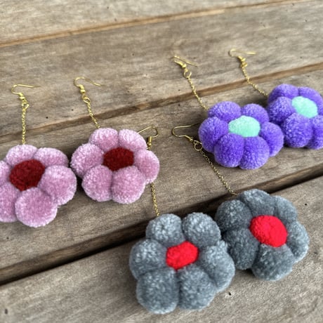 Colorful pompom earrings