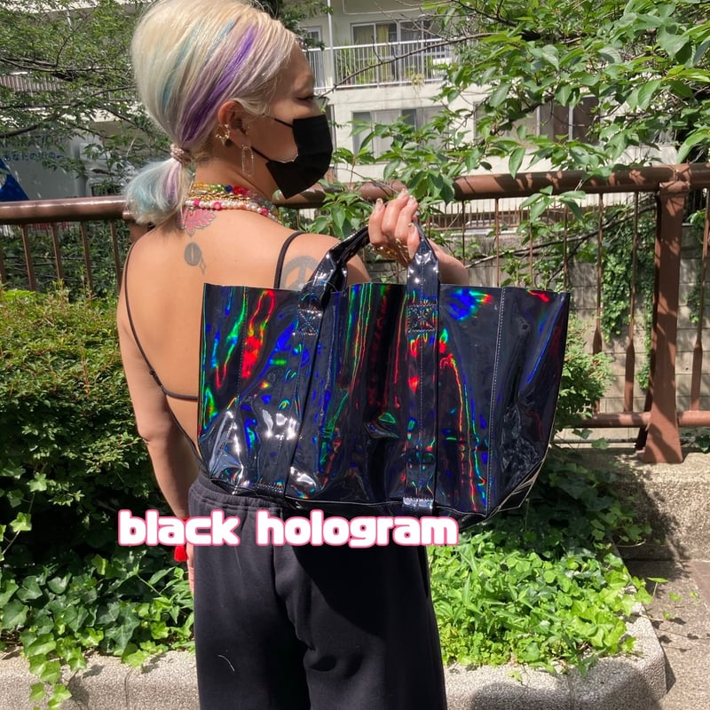 値下げburselfミラートートブラックホロ Mirror tote w long strap | burself