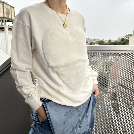 Burself Fur heart sweat tops