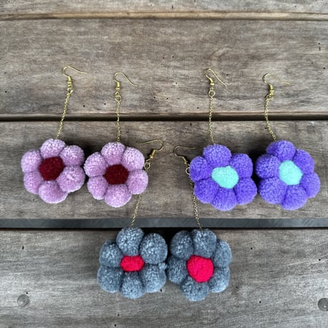 Colorful pompom earrings